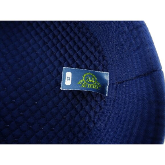Men's Royal Blue Quilted Kufi Cap Prayer Hat Takiyah Topi Al-Hijaz Size 23 - Picture 4 of 7